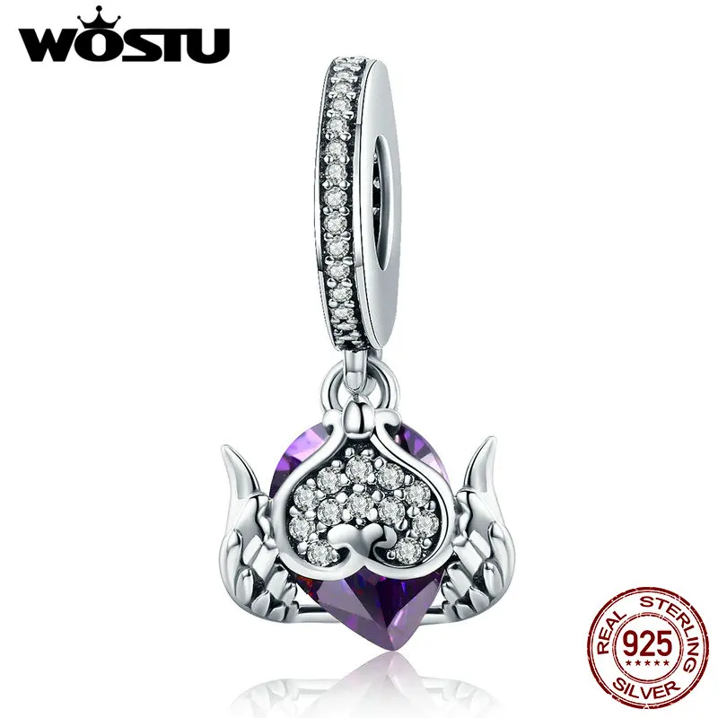 WOSTU, 925 пробы, серебряные крылья настоящей любви, бусины в виде животных, подходят к оригинальному браслету для женщин, модное ювелирное изделие, подарок CQC564