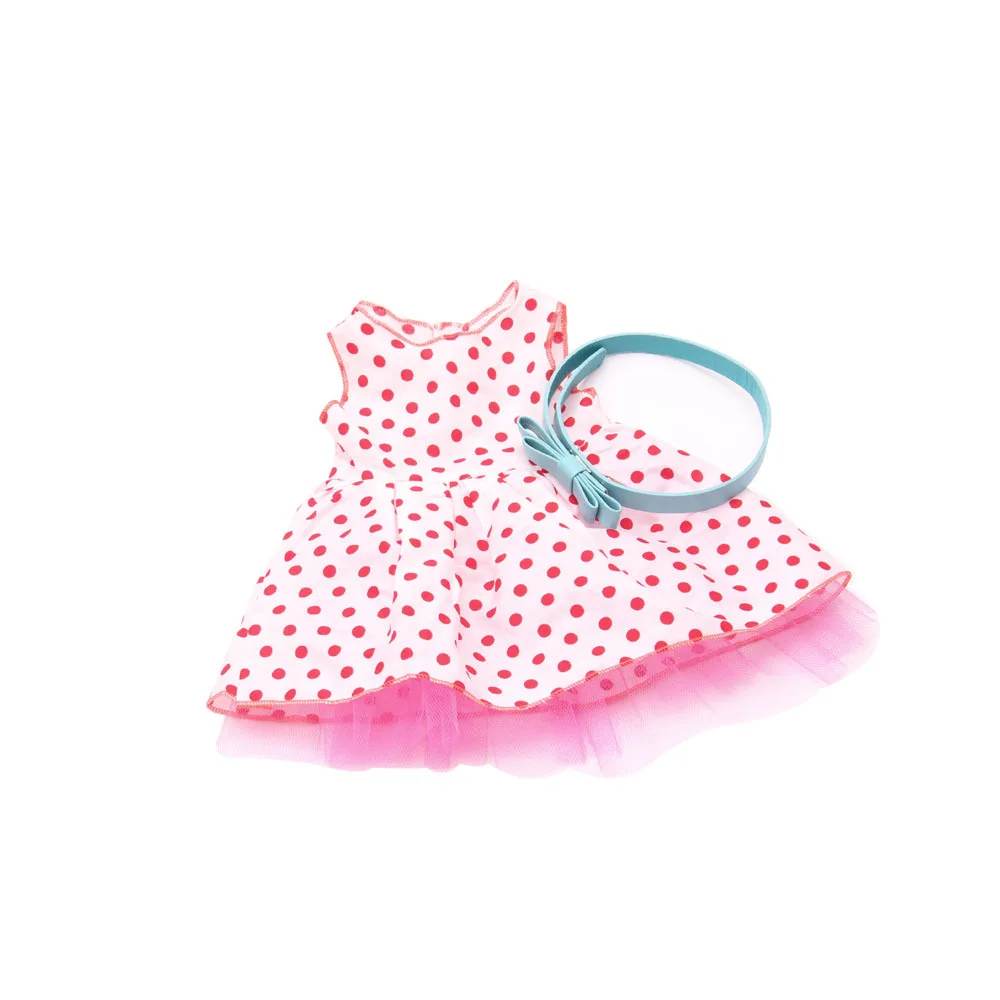 Платье с принтом в горошек и синим поясом 18 дюймов 43 см | Игрушки хобби