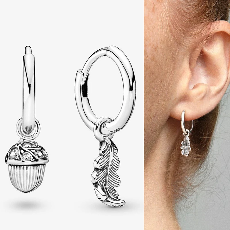 

Authentic S925 Sterling Silver Fashion Acorn Deciduous Earrings Women's Fashion Silver Earrings Jewelry Gifts
