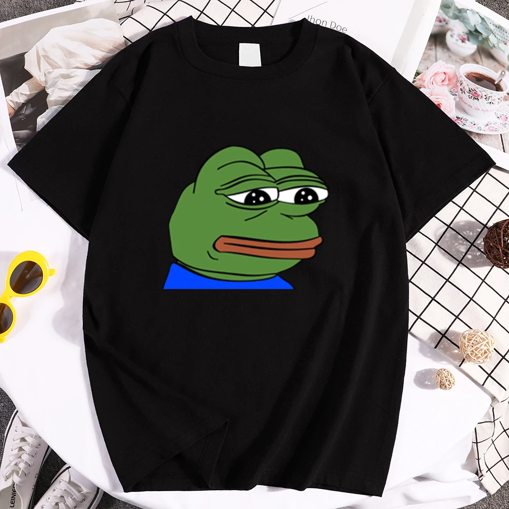 Мода 2019 Мужская/женская футболка с принтом Sad Frog Мужская хип хоп коротким рукавом