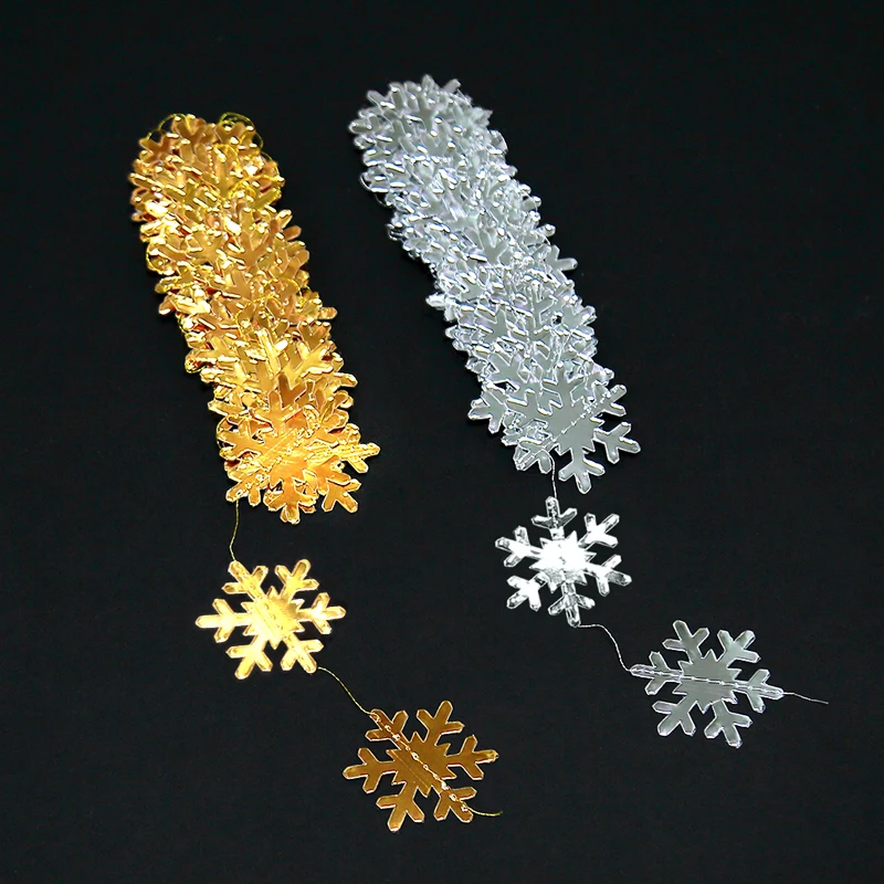 4 комплекта Серебряный Синий Белый Маленькая бумага Снежинка гирлянды флаги