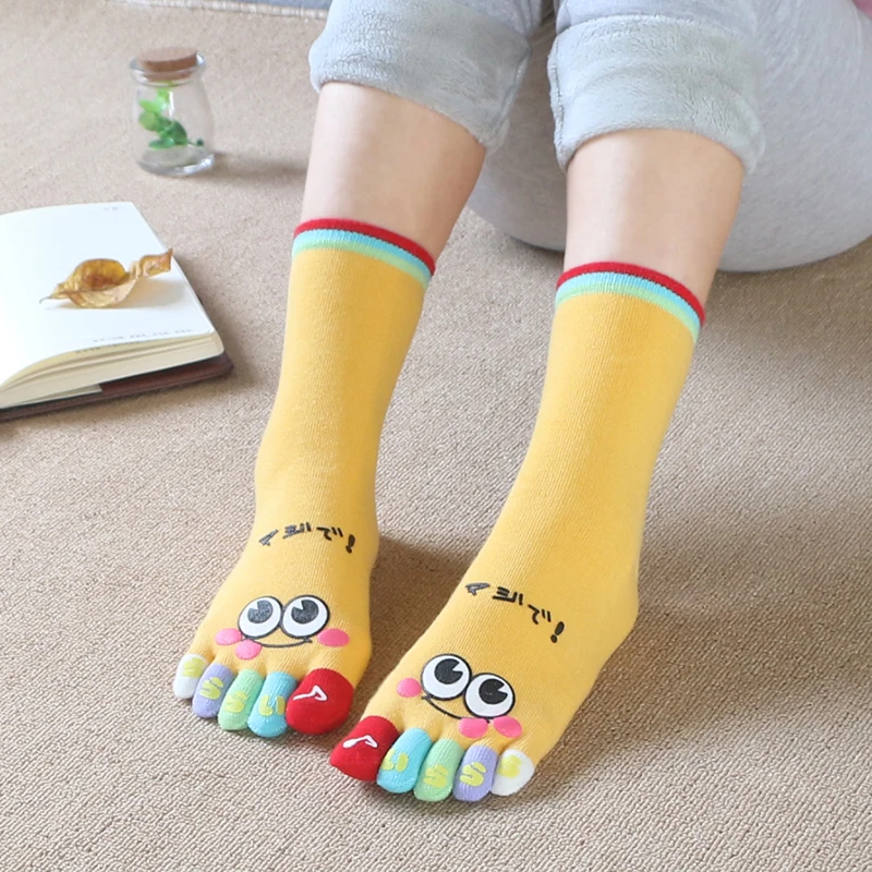 4 пары для влюбленных носки с пятью пальцами хлопковые малышей милым рисунком На