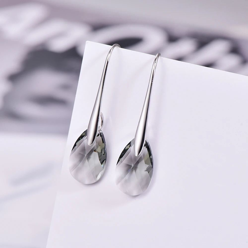 Серьги-капли с кристаллами Swarovski для женщин, новая мода, Золотой пирсинг, висячие серьги, свадебные украшения, подарок для девушек
