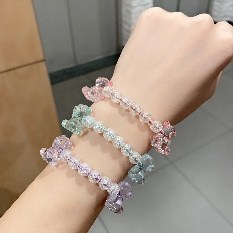 

2021 New Transparent Bead Hair Rope Fashion Woman Scrunchies Hair Accessories Hair Ties Elastic Rubber Band Bracelet Decoration