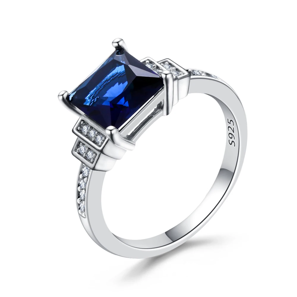 Модные квадратные женские кольца из синей серии с камнями простые