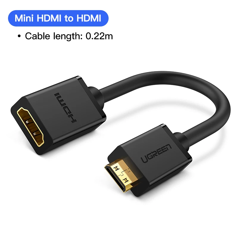 Mini HDMI to HDMI Ugreen микро-hdmi тип мужчин и hdmi женщина адаптер кабель м / ж конвертер конвертер для планшет пк мобильный телефон 1080 P - Цвет: Mini HDMI to HDMI
