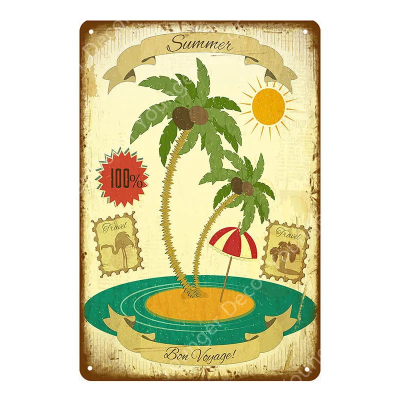 Декор для бара Aloha Tiki винтажный постер серфинга Постер Life Is A Beach с металлическими