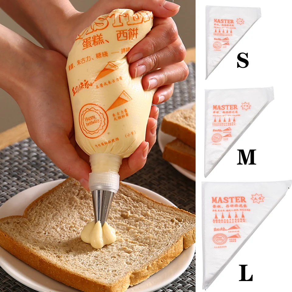 

Msjo 100Pcs S/M/L Pastry Bags Disposable Icing Piping Bag Fondant Cake Decorating Sauce Bags Cream Cookie Confectionery Bags Hot