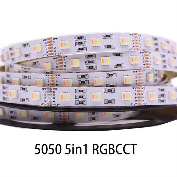 RGBCCT 5in1 5050 12 В/24 В 4 в 1 5 в 1 5 цветов чипы RGBCCT RGB+ WW+ CW 60 Светодиодный s/M RGBW RGBWW светодиодный свет 12 мм PCB 5 м/лот - Испускаемый цвет: RGBCCT 5in1