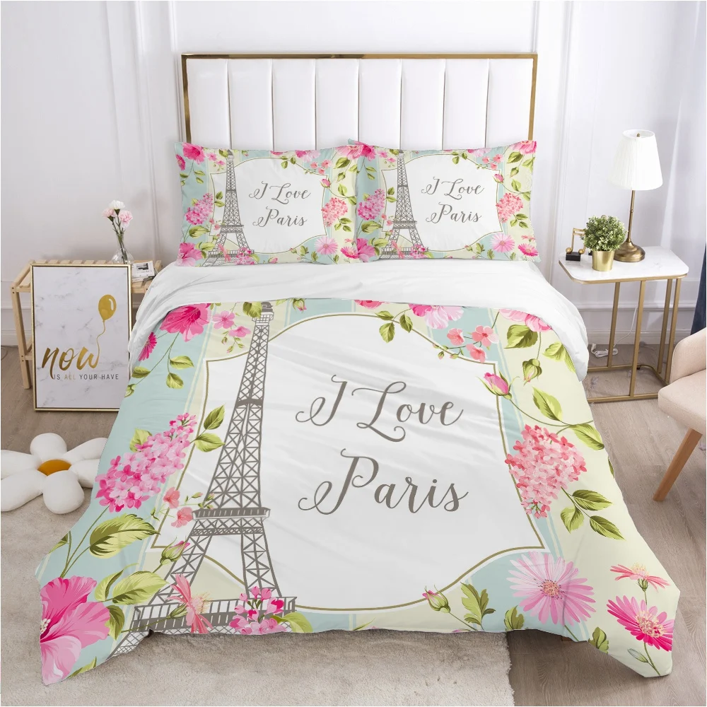 

Eiffel Tower bedding set Queen King Full Double Duvet cover set pillow case Bed linens Quilt cover 240x260 200x200 safflower