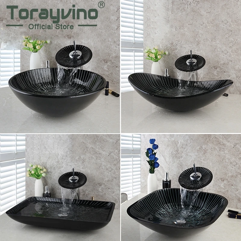 Раковина для ванной комнаты 4 формы стеклянная ручная роспись умывальник одно