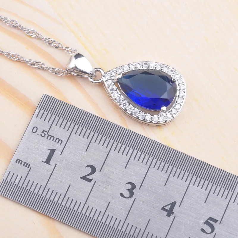 Комплект из колье серёг и кольца с голубым кристаллом | Украшения аксессуары