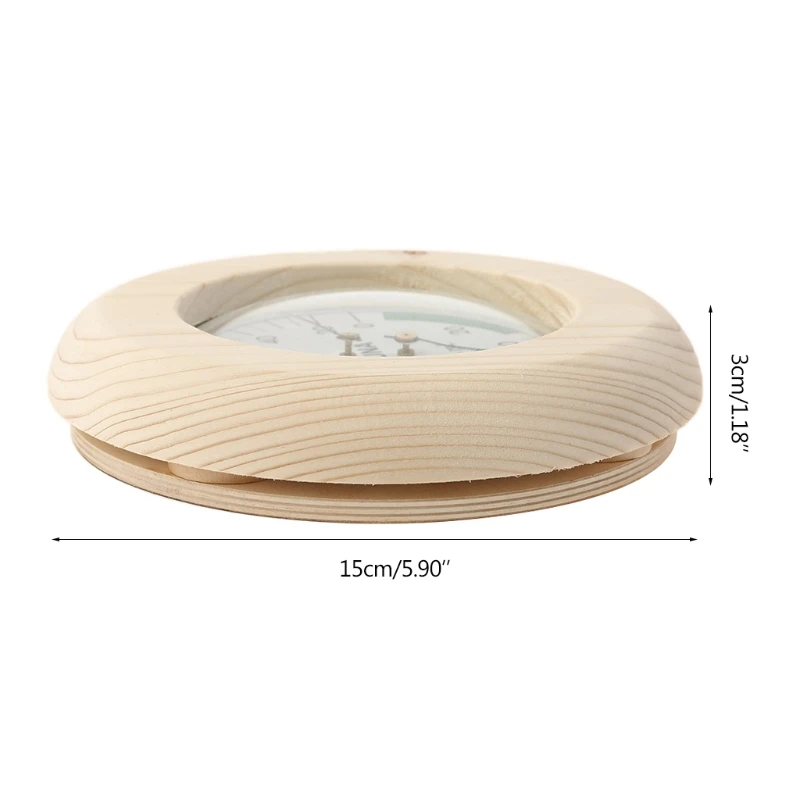 

Wall-mounted Solid Wood Round Thermometer Hygrometer Sauna Room Hygrothermograph