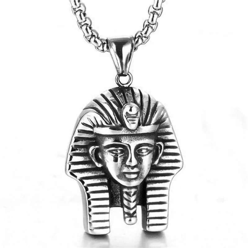 

POTCET Unisex Stainless Steel Egyptian Pharaoh Sphinx Titanium Steel Necklace Pendant Geometric Fashion Retro Party Jewelry