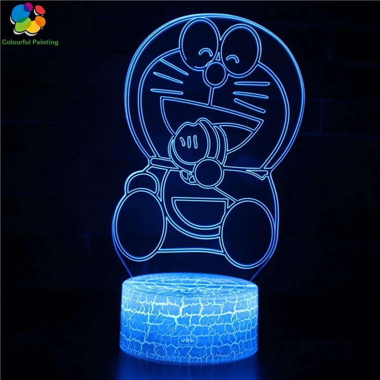 Дистанционное управление Doraemon 3D свет светодиодный трещины ночник 7 цветов