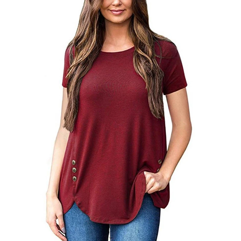 

Summer O Neck Short Sleeve T Shirt Women Solid Color Casual Loose Streetwear Plus Size Tops Temperament Ladies Tees