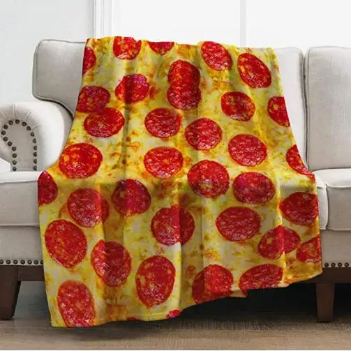 

Pizza Food Blanket Mat Cover Bedspread Soft Warm Fleece Air Bedding Room Kids Man Woman Gift