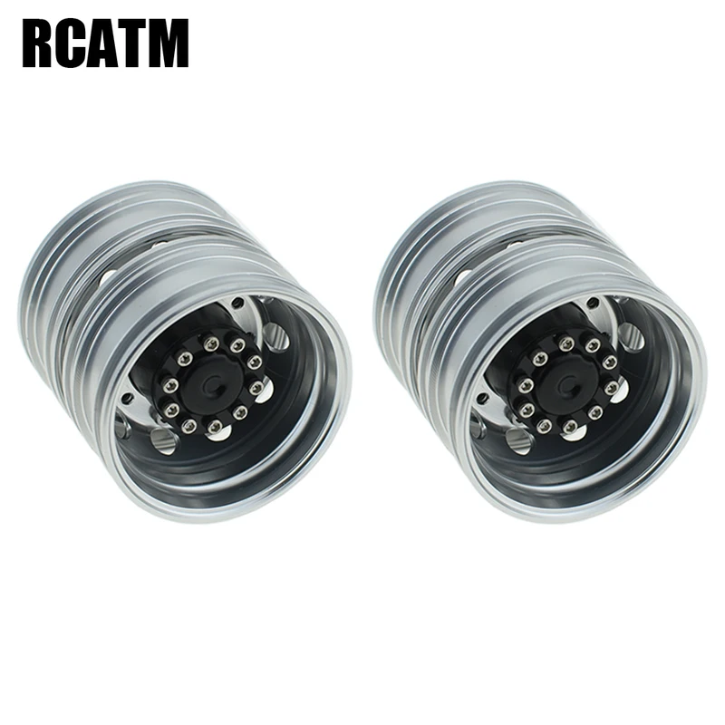 

1:14 Scale 1 Pair Metal Rear Wheel Rim for 1/14 Tamiya RC Truck Trailer Tipper Scania 620 Benz Actros Volvo MAN Lesu