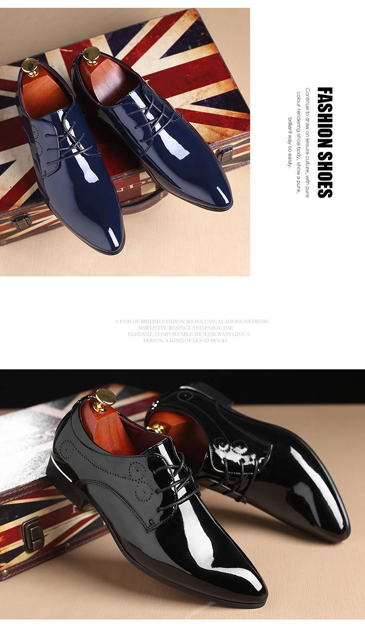 Лидер продаж; фирменные мужские свадебные туфли с острым носком; мужские блестящие туфли-оксфорды; модные мужские туфли в деловом стиле