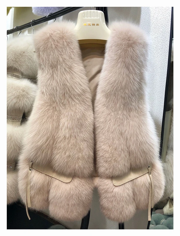 

2020 New Winter Sleeveless Real Leather Fox Fur Waistcoats Vest Women Coat Fashion Fur Gilets Girl Jackets High Quality Warm