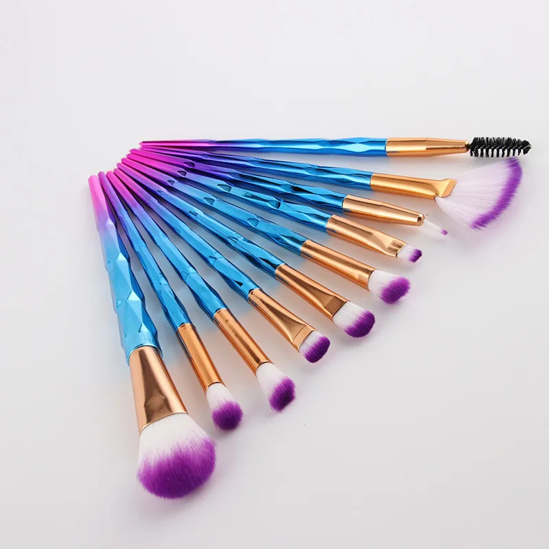 

10Pcs Diamond Makeup Brushes Set Powder Foundation Blush Blending Eye shadow Lip Cosmetic Beauty Make Up Brush Tool Kit