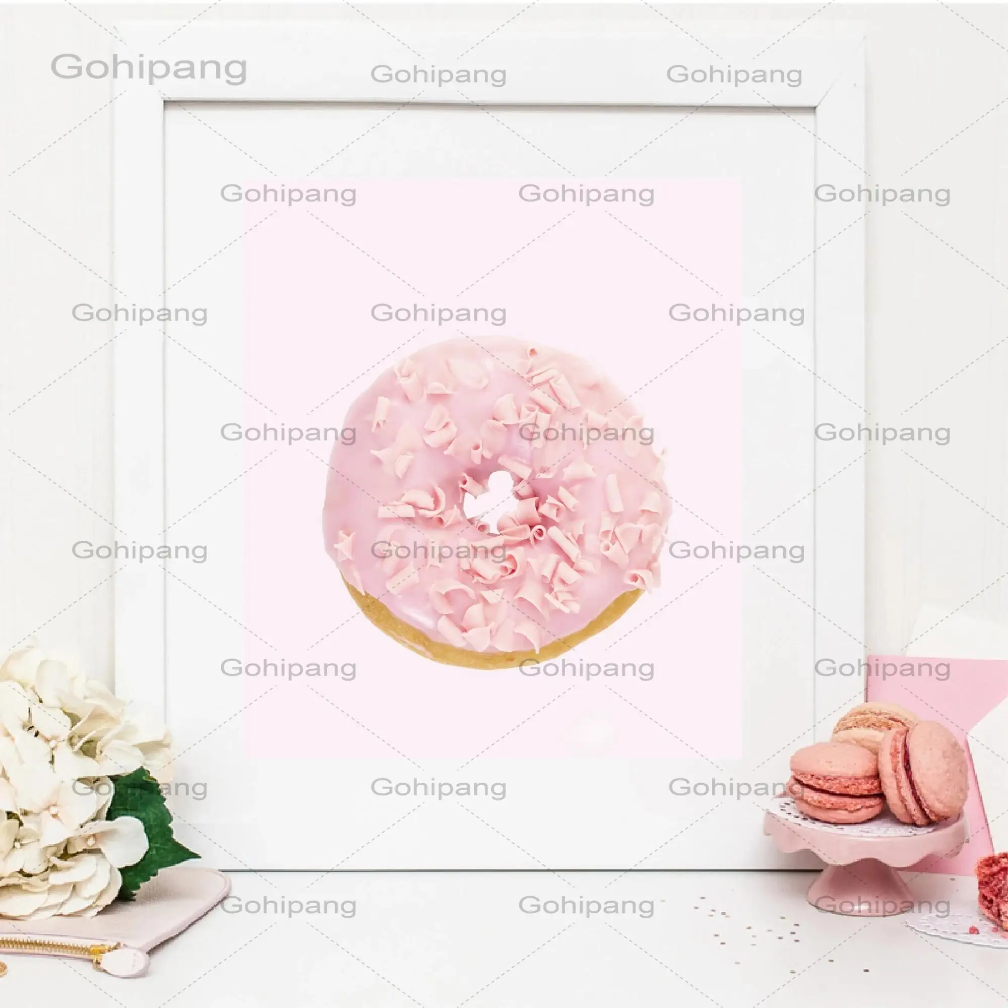 Розовый пончик плакат для детской декорации пастельный розовый хлопок конфетные