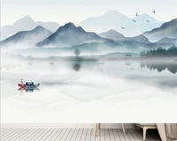 beibehang papel de parede customized new landscape background modern minimalist freehand zen ink landscape wallpaper