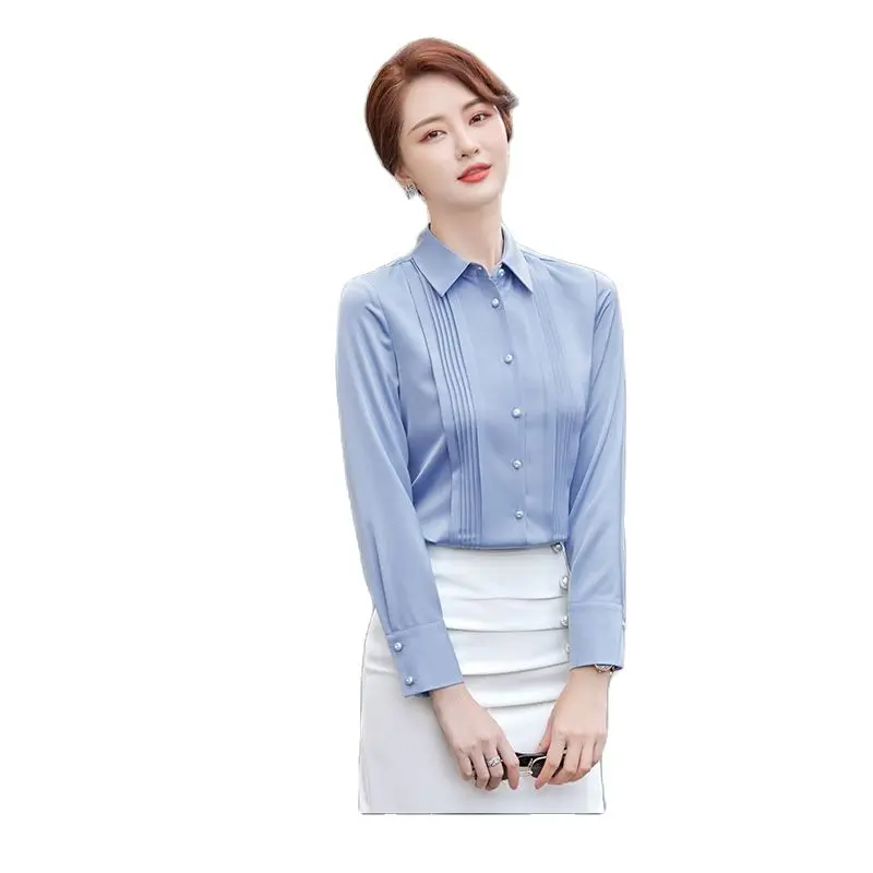 Изысканная белая рубашка осень 2021 женские дизайнерские городские элегантные