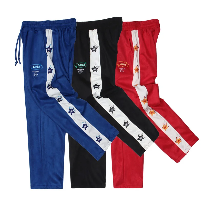 

Брюки мужские с вышивкой в виде звезд, повседневные Свободные мешковатые штаны в стиле ретро, уличная одежда, большие размеры