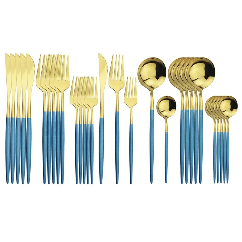 

30p Stainless Steel Cutlery Set, Five-piece Cutlery Set of Cutlery, Gold and Silverware Set, Dining Table, Pink Kitchen Cutlery