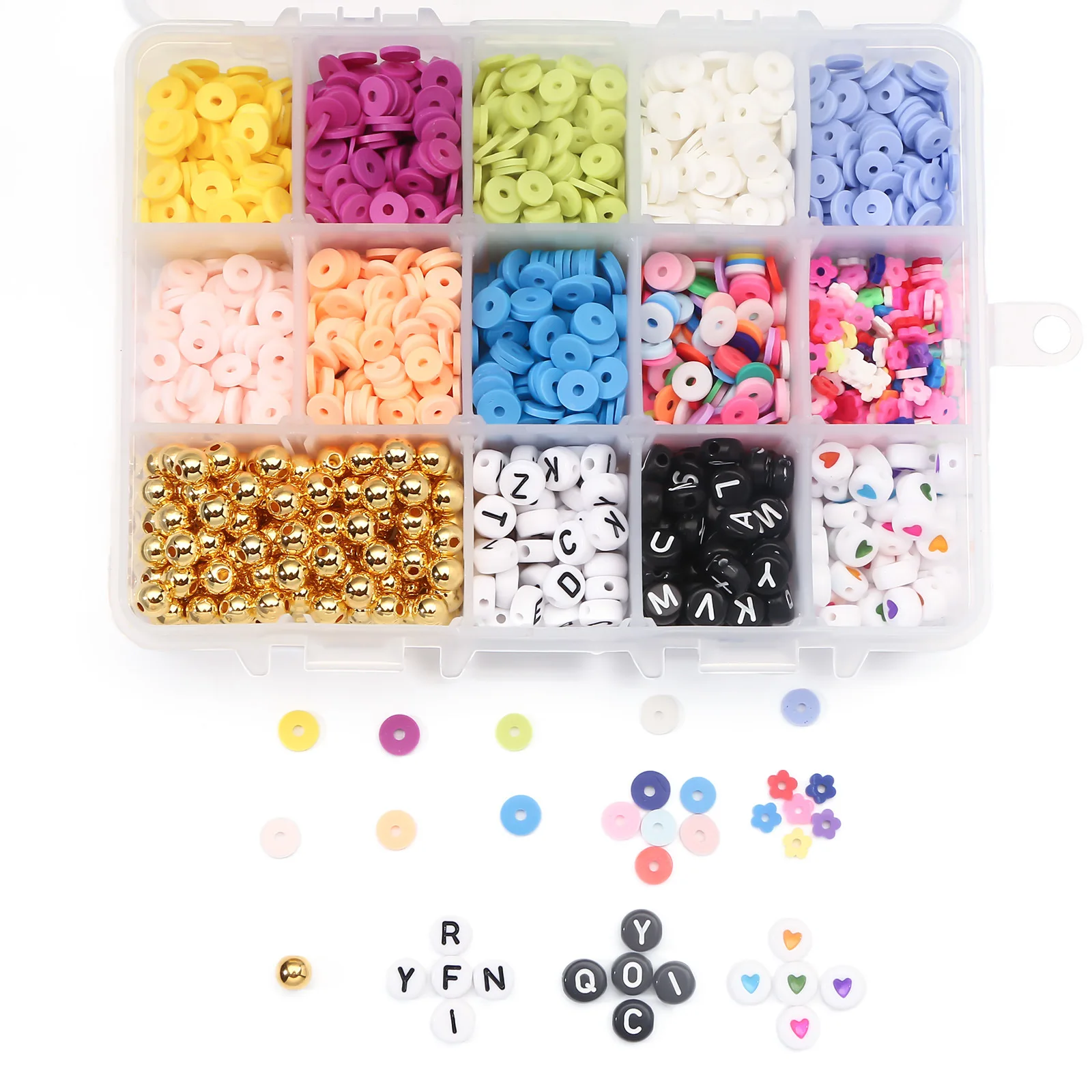 

Disc Heishi Beads Handmade Polymer Clay Spacer Beads with Letter Beads Gold Copper Spacer Beads for DIY Handmade Jewelry Making