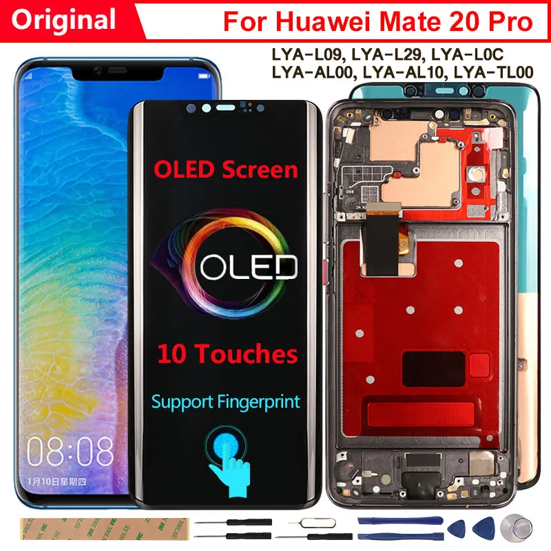 Оригинальный дисплей для Huawei Mate 20 Pro LCD 10 сенсорный OLED экран Замена Поддержка
