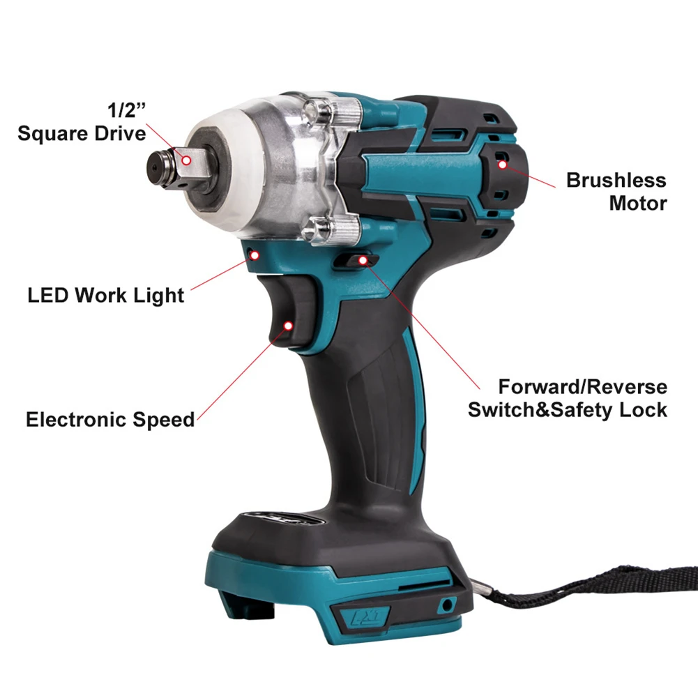 

18V 520N.M Electric Impact Wrench Cordless Drill Screwdriver Brushless Impact Rechargeable Wrench With Screw Sockets Power Tool