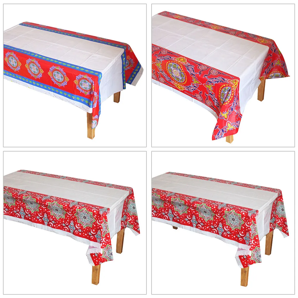 

Ramadan Eid Mubarak Decoration De Mesa De 108x108cm Con Patrones De Luna Y Estrellas Impresas Para Cena Familiar Y Fiesta
