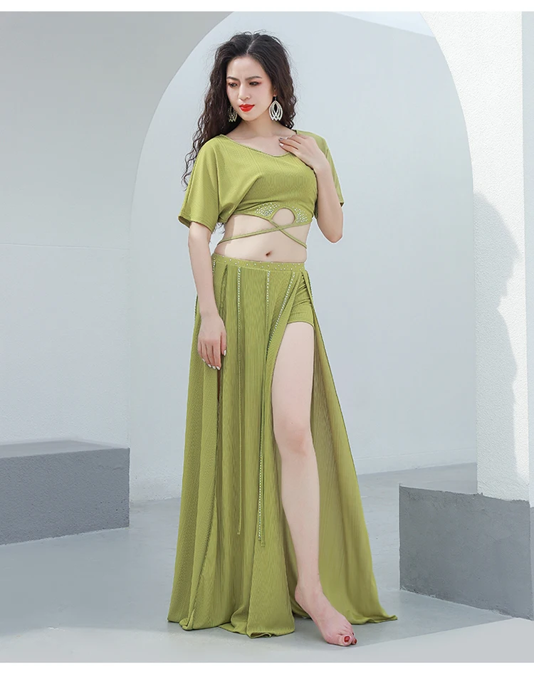 Женский костюм для танца живота с длинной юбкой и разрезом | Тематическая одежда