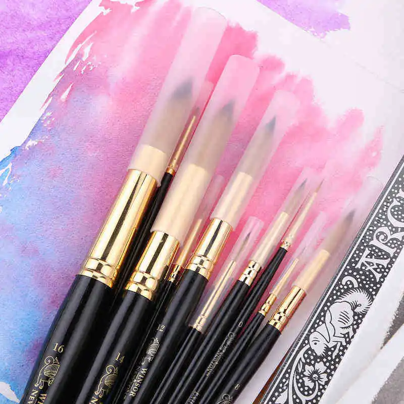 Winsor & Newton черные нейлоновые круглые кисти для рисования гуаши