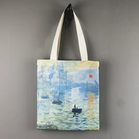 impressionist master monet oil painting canvas bag sunrise water lily pool art single shoulder bag simple student leisure