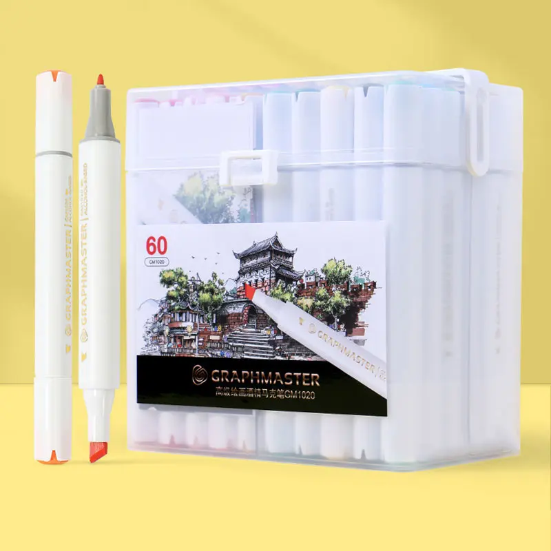 

Double Head Marker Pens 24/48/80/108 Colors Sketch Oily Tips Alcoholic Based Drawing Marekrs Set For Manga School Art Supplies