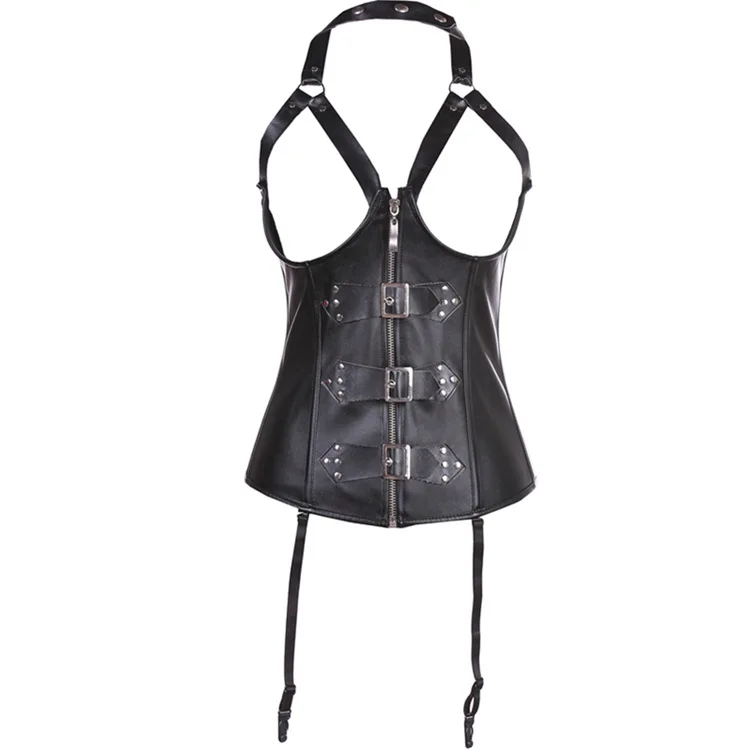

Black and White with Pattern Leather-Halter BUCKLE Chest a Tailored Clothes Palace Corset Supply of Goods
