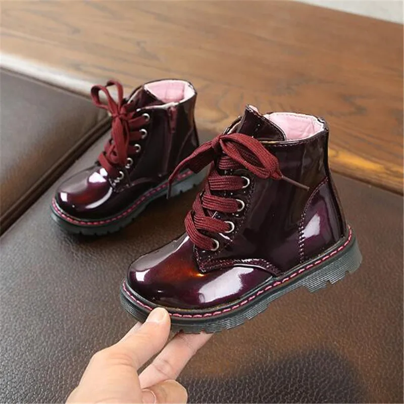 Ботильоны детские из лакированной кожи модные Нескользящие мягкие