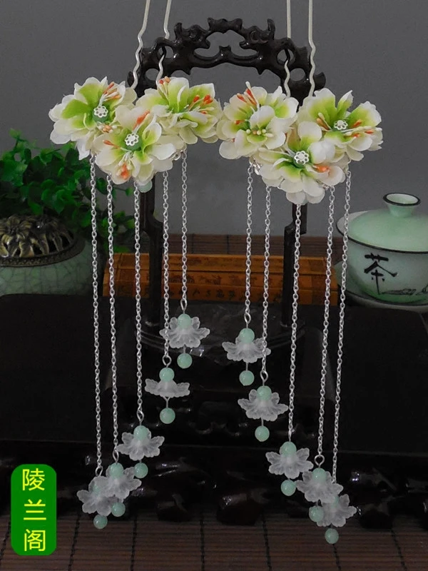 Женская шелковая заколка-цветок Классическая заколка с кисточками в стиле