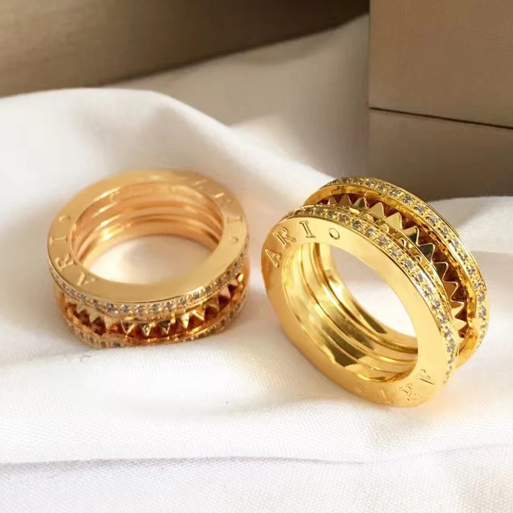 

KT High Quality Original BV Rings 1:1 LOGO Roman Rock Rivet Spiral Rings Woman Jewelry BVL Luxury Trend Brand Hot Sale Gift