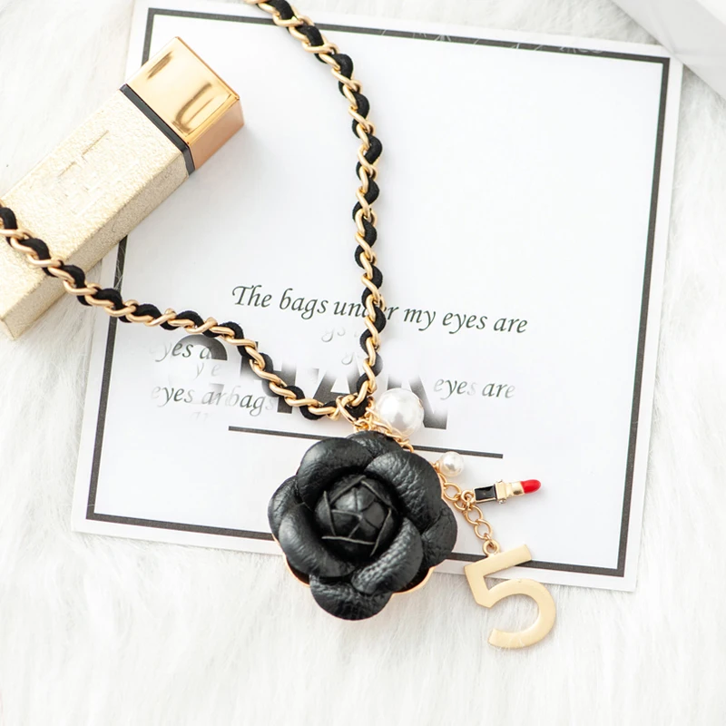 Цепочка с подвеской в виде крупной камелии для женщин подвеска буквы 5 помадой