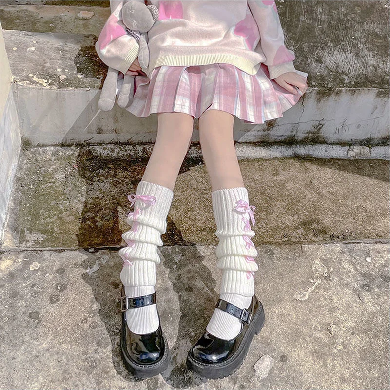 lengthen Japanese Lolita Sweet Girl Leg Warmers Knitted Foot Cover Women Autumn Winter Leg Warmer Socks Heap Heap Socks