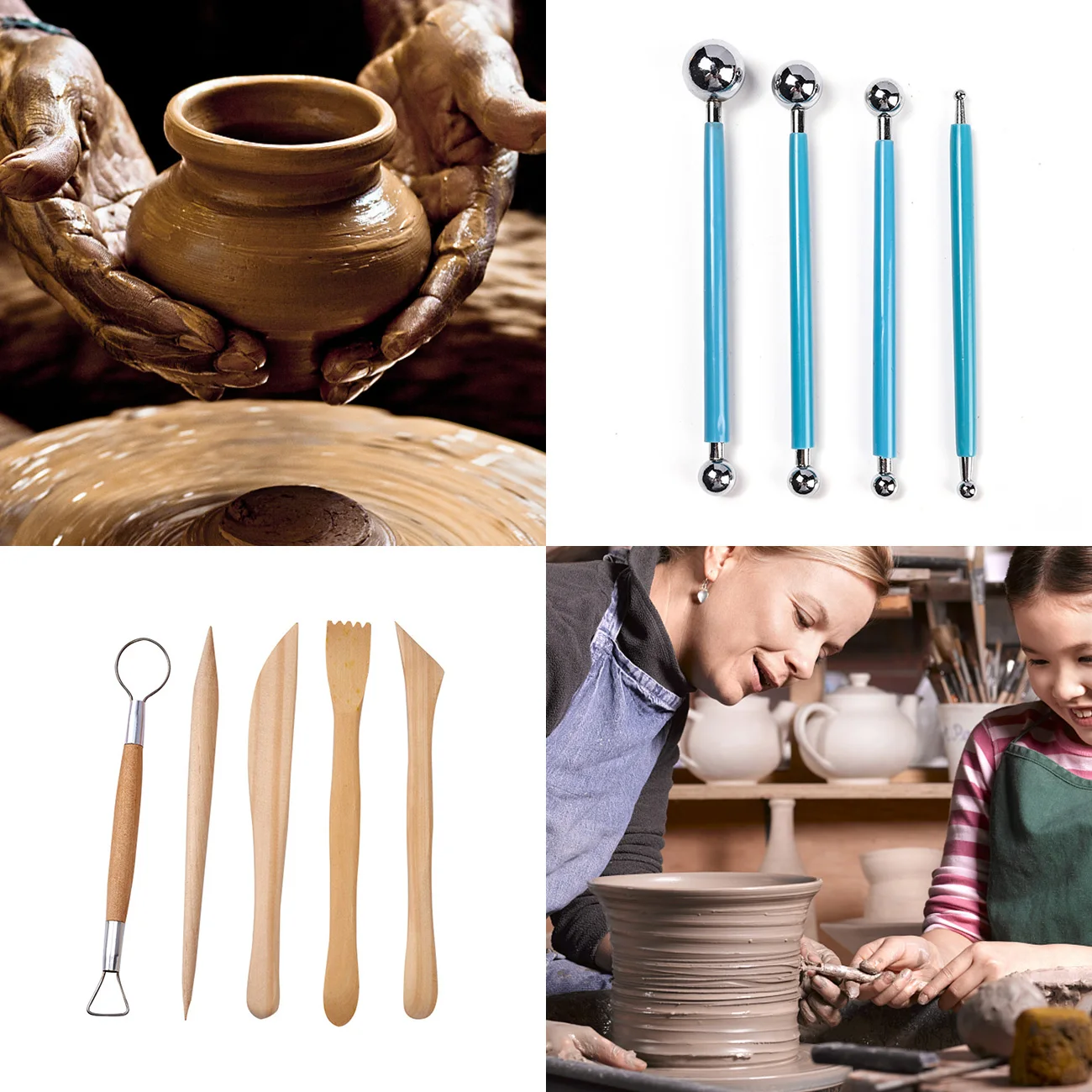 

61PCS Ceramic Clay Tools Set Polymer Clay Tools Pottery Tools Set Wooden Pottery Sculpting Clay Cleaning Tool Set for Beginners