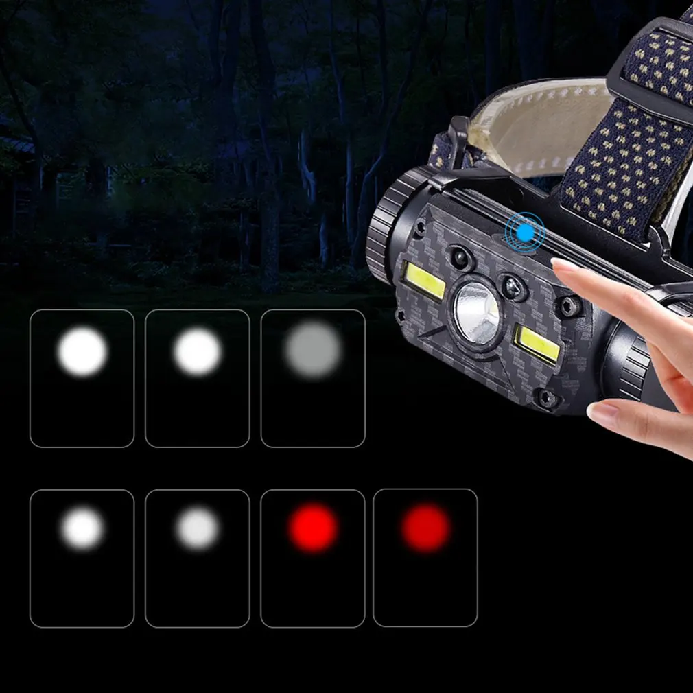

XM-L2 COB LED Headlight Flashlight 800LM IR Motion Sensor Rechargeable Headlight 18650 Waterproof Head Torch For Camping Hunting