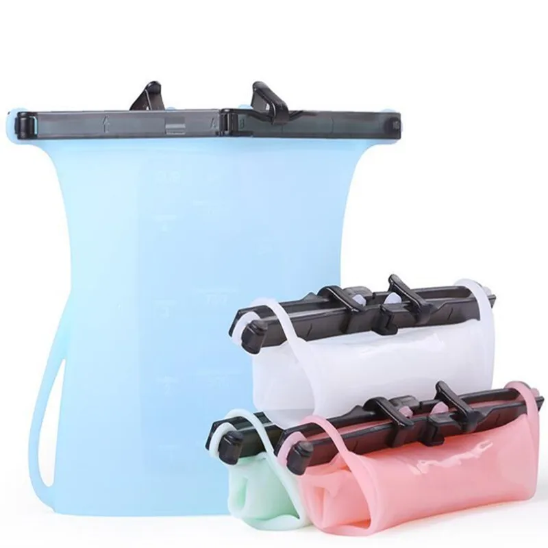 1.0L силиконовые пищевые сумки для хранения овощей мясо фруктов молока емкость