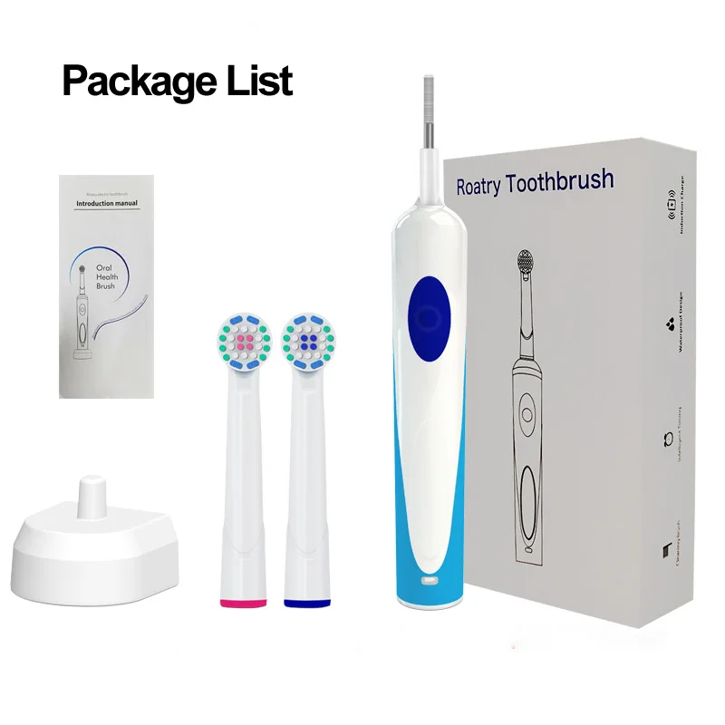 Вращающаяся электрическая зубная щетка с индукционной зарядкой и 2 головками