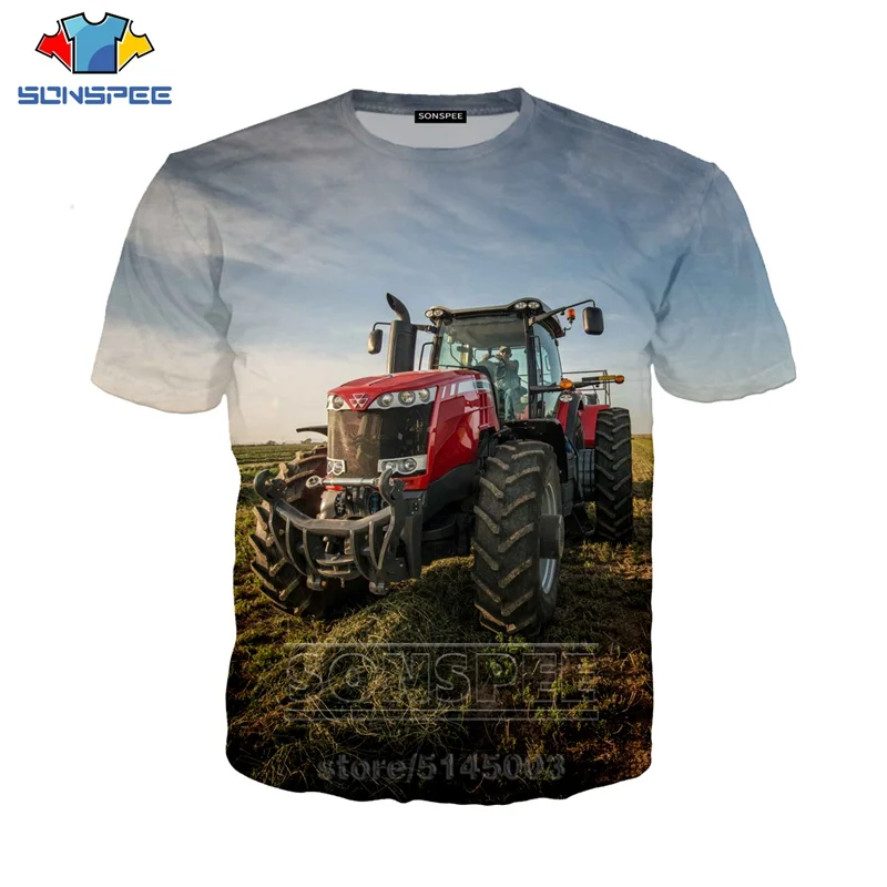 Футболка с рисунком трактора мужская и женская толстовка повседневный уличный