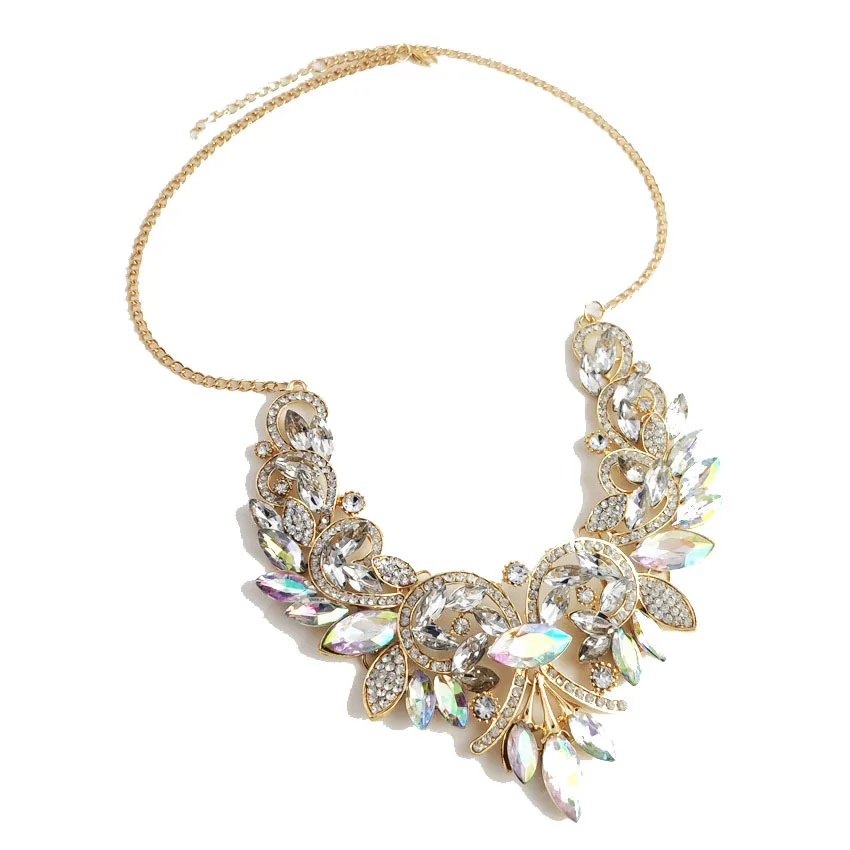 

Stage performance daily wear fashion jewelry wholesale exaggeration inlaid diamond alloy flower necklace wholesale no allergy
